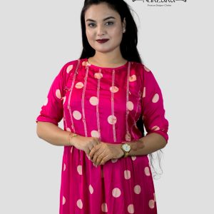 Summer Samu Silk Pink Kurti/Top with Long Frok Pattern