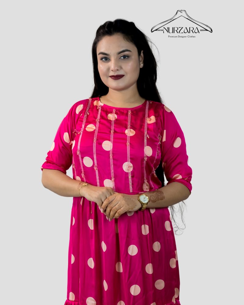 Summer Samu Silk Pink Kurti/Top with Long Frok Pattern